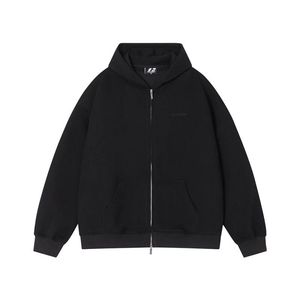 Sweat-shirt à capuche zippé surdimensionné en coton épais personnalisé pour homme, blanc uni vieilli, style minimaliste, col à capuche, veste OEM pour homme - Product Image 2