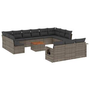 Conjunto de Sofá de Jardín de Ratán PE Gris con Patas Ajustables Grandes - Product Image 2