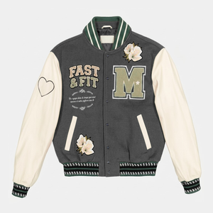 Veste universitaire en toile brodée sur mesure, 100 % coton, coupe-vent et respirante, pour le baseball et l'hiver – Vente en gros - Product Image 1