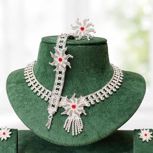 France Mayotte Comoros Reunion 24K Gold Plated Zircon Necklace <b>Set</b> with Matching Earrings & Rings for Women Wedding Engagement - Product Image 5