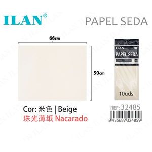 Carta velina beige Ilan 50x66 cm nacarata per artigianato e cucito - Product Image 1