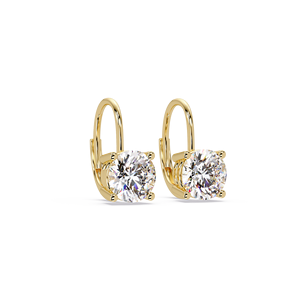 Minimalist 14K 18K Pure <b>Gold</b> Hoop charm IGI Certified Round Cut Lab Grown Diamond Solitaire Earrings Bridal Jewelry for Women's - Product Image 1
