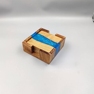 Handmade Wooden Square Coasters With Resin Inlay Modern Design Eco-Friendly Table Mats - Product Image 4