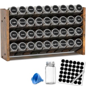 Handcrafted Teak <b>Wood</b> Spice Rack with 30 Glass Jars | Wholesale Kitchen Organizer - Product Image 3