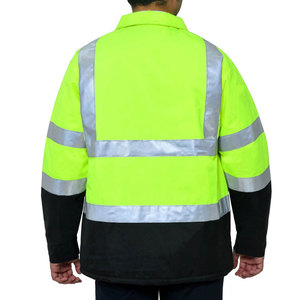 Hi Visibility Men's Reflective CE Certified Breathable Work <b>Jacket</b> Needle Detection Polyester Safety Coat <b>Silver</b> Stripes Black - Product Image 2