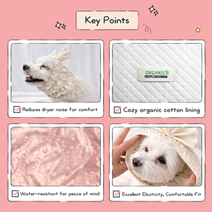 HEDYS GROOMING Organic Cotton Water-Resistant Adjustable Dog Grooming Ear Protection Hood Bathing Drying Noise Reduction Pet - Product Image 5