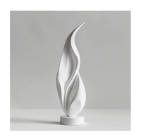 Sculpture de flamme abstraite blanche en céramique, art minimaliste fait à la main, décoration de table, salon