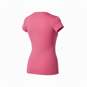 เสื้อยืดฟลีซฟิตเนสสำหรับผู้หญิง ระบายอากาศได้ดี ซักแล้ว แห้งไว พร้อมขนนกและโลโก้ ผลิตจากโพลีเอสเตอร์/คอตตอน ผลิตในประเทศปากีสถาน - Product Image 2