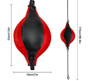 Balón de velocidad de doble extremo para boxeo, de cuero rojo y negro, accesorio duradero para fitness, para práctica en casa o gimnasio - Product Image 6