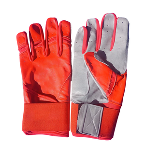 QASWA SPORTS Vibrant Orange High-Visibility Batting Gloves Reinforced Grey Leather Palm Premium Non-Slip <b>Hook</b> Loop Closure - Product Image 1