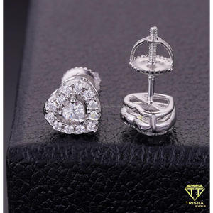 925 <b>Sterling</b> <b>Silver</b> Moissanite Diamond <b>Heart</b> Stud <b>Earrings</b> Double <b>Heart</b> Shape Sparkling Jewelry For Wholesale Buyers - Product Image 4
