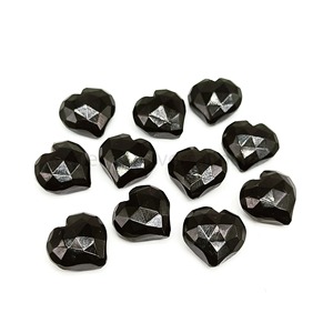Onyx noir naturel en forme de cœur, 12 mm, facetté, sculpté à la main, pierre précieuse en vrac, prix de gros, cristal de guérison, fabrication de bijoux - Product Image 3