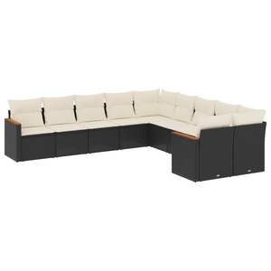 Grand ensemble de canapés de jardin modulaires en rotin PE noir, collection de meubles d'extérieur élégante - Product Image 2