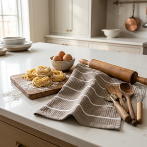 Serviettes de cuisine en coton 100% rayées à motif gaufré, 16x28 pouces, douces, absorbantes, séchage rapide, faible peluchage, pour usage domestique - Product Image 2