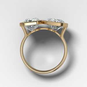 Anillo de compromiso de oro macizo de 14K con esmeralda de 7 quilates en forma de pera y diamante cultivado en laboratorio Toi et Moi, engaste de bisel, moderno, de dos piedras, banda de joyería para boda - Product Image 6