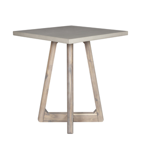 Modern Square <b>Bar</b> <b>Table</b> With Stone Top And Wood Trestle Base For Home <b>Bar</b> Use - Product Image 2