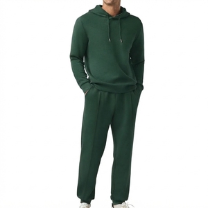 Ensemble de survêtement pour homme en coton 100% à capuche avec cordon de serrage, 2 pièces, vêtements de sport d'hiver, tenue de jogging personnalisée, veste et pantalon d'entraînement - Product Image 2