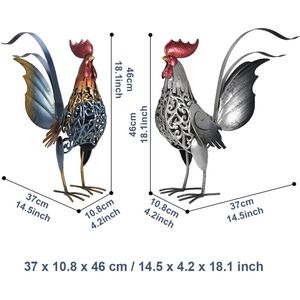 Estatua de Gallo de Hierro Forjado de 18 Pulgadas para Jardín, Decoración Exterior para Patio, Césped, Jardín Trasero, Granja, Amantes de las Gallinas, Arte Metálico para Jardín - Product Image 1