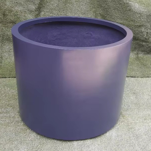 KNT Creations Pot de fleurs circulaire classique moderne en fibre de verre léger et durable, finition mate ou brillante, pour intérieur, extérieur, jardin et maison - Product Image 1