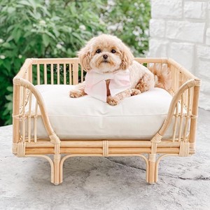 Produits de literie tendance pour animaux de compagnie, chat, chien, lits tissés en rotin, lit en osier pour chiens avec matelas de coussin de sommeil - Product Image 5