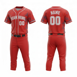 Ensemble d'uniformes de baseball personnalisés sublimés, unisexe, en maille polyester respirante, maillot à col en V et pantalon, fournisseur OEM en gros - Product Image 2