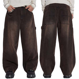 กางเกงยีนส์คาร์โก้ทรงหลวมพิมพ์ลายเท่ๆ สำหรับผู้ชาย สไตล์ตรง ทรงจ็อกเกอร์ เอวกลาง สตรีทแวร์ ฮิปฮอป - Product Image 1