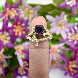 Natural Raw <b>Amethyst</b> February Birthstone 18K Gold Plated <b>Ring</b> for Women Raw Natural <b>Amethyst</b> 925 Sterling <b>Silver</b> <b>Ring</b> Jewelry - Product Image 2