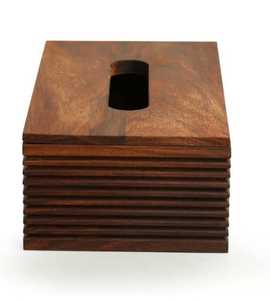 Modern Wooden Tissue <b>Box</b> Holder with Geometric Laser Cut Design Handmade for Home Office Decor - Product Image 2
