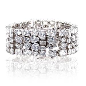 Pulsera unisex LAVINA chapada en rodio CZ mezcla de colores nupcial clásica - Product Image 4