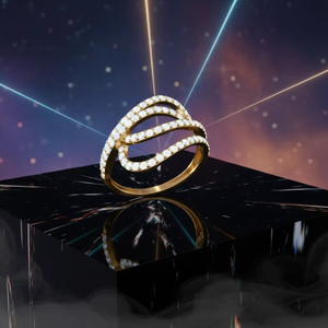 Bague ouverte tendance en or, motif vague, scintillante, spirale infinie, bijou géométrique minimaliste pour anniversaire - Product Image 3