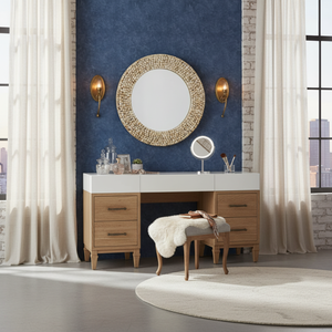 Designer Mother of Pearl Mirror 19 Inch <b>Wall</b> Mounted Decorative <b>MOP</b> Frame Mirror for Bathroom Bedroom Living Room Modern Decor - Product Image 4