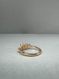 Anillo de lujo con cinco diamantes de corte ovalado de 1.01 quilates, cultivados en laboratorio, en oro sólido de 14 quilates, para mujer, regalo de boda para damas de honor - Product Image 3