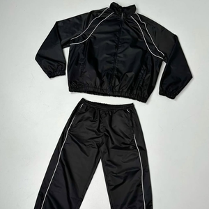 Comfortable Custom Logo <b>Zip</b> <b>up</b> <b>Jacket</b> Nylon Sets Unisex Running Windbreaker Set with Reflective <b>Zip</b>-<b>Up</b> Polyester Nylon Tracksuit - Product Image 1