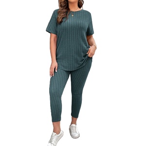 Ropa de dormir de 2 piezas para mujer, manga corta de verano, pantalones cortos y pantalón con camiseta, vestidos, camisón, ropa de casa, pijamas de BD - Product Image 6
