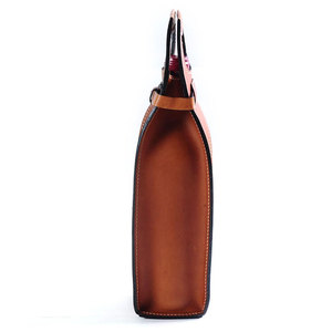 Sac de transport pour bouteille de vin en cuir marron, logo personnalisé, pliable, réutilisable, résistant à l'eau, fait main, cadeau pour pique-nique ou fête - Product Image 1