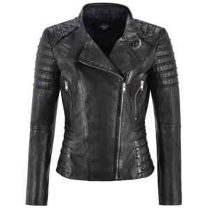 Chaqueta de Motociclista de Cuero Genuino Napa para Mujer, Marca Smart Range, Personalizada, con Cierres YKK, Acolchada, OEM, ODM, Etiqueta Privada - Product Image 1