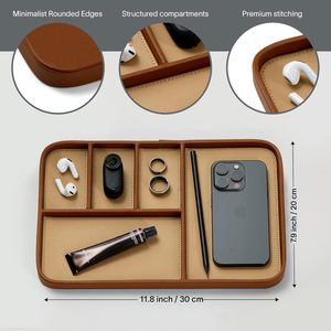 Bandeja de Servicio Plegable de Piel Sintética de Lujo, Bandeja Organizadora Decorativa para Baño, Mesa de Centro, Otomana, Mesa de Comedor, Hogar - Product Image 5