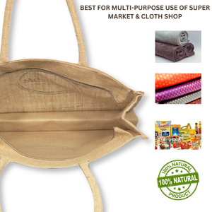 Sac de transport en jute multi-usages, réutilisable, écologique, pour les courses quotidiennes - Product Image 4