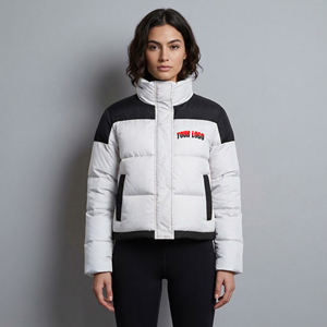 OEM Fashionable Warm Waterproof ladies Puffer <b>Jacket</b> <b>Women</b> Quilted Coat custom <b>Embroidered</b> logo stand collar Nylon ladies - Product Image 1