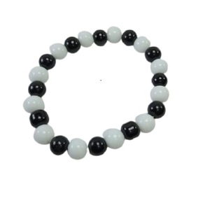 Pulsera Redonda de Piedras Mate Blancas y Negras Hechas a Mano para Hombre y Mujer, Estilo Feng Shui, Tamaño 8-10 mm, Joyería de Moda Energética - Product Image 3