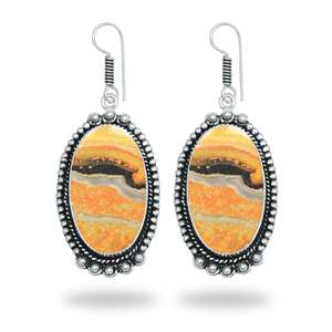Top Grade Bumble <b>Bee</b> Jasper Dangle Earring Yellow Handmade Silver Polished Cabochon Cute <b>Gift</b> for Women At Best Price - Product Image 2