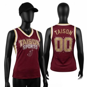 Uniforme de cheerleading respirant antibactérien de qualité supérieure, toutes saisons, manches courtes, tissu tricoté en polyester 240g, bordeaux avec passepoil blanc - Product Image 1