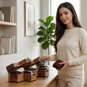 Caja de Almacenamiento para Relojes de Bambú, Caja de Madera para Coleccionistas de Relojes con Diseño con Cerradura de AYAANS - Product Image 1
