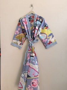 Bata kimono larga de algodón transpirable para mujer - Product Image 2
