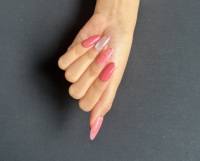 Faux ongles ovales press-on faits main, rose pâle à pois brillants, qualité salon, réutilisables pour usage quotidien