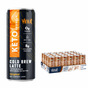 Bebida de Café Keto, Granos de Arábica y Robusta, Lata de Aluminio de 320 ml, Baja en Calorías, VINUT, Paquete de 24, Enfriado, para Venta al por Mayor, Marca Privada - Product Image 1