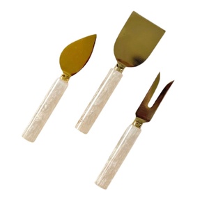 Handmade Collection Resin Handle Cheese Knife Set Gold Stainless Steel Blades Dishwasher Safe <b>Microwave</b> Safe Oven Safe Serving - Product Image 2