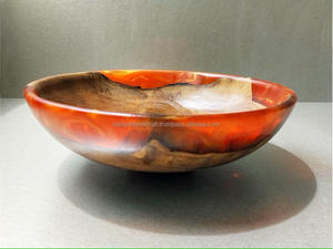 Cuenco de resina de madera de alta calidad de diseño 2025 y aspecto de mármol Cuenco de resina hecho a mano Cuenco de madera pulida perla con resina epoxi - Product Image 2