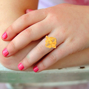 Graceful Art <b>Kids</b> Gold <b>Ring</b> Classic Gold Flower Design <b>Ring</b> for <b>Kids</b> Vintage Filigree Leaf Pattern Handmade Yellow Gold Fashion - Product Image 2