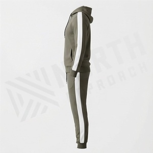 Survêtement à capuche pour homme, couleur unie, fermeture éclair intégrale, vêtements de sport décontractés, mélange de polyester et de coton, vêtements d'automne avec poches latérales - Product Image 3